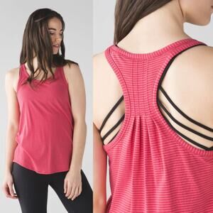 Lululemon Yogi Everyday Tank Hyper Stripe Fireside Red Flash Light
